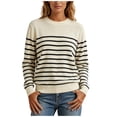 thumbnail image 2 of Women's Striped Sweater Crew Neck Long Sleeve Loose Fit Casual Pullover Top, 2 of 9