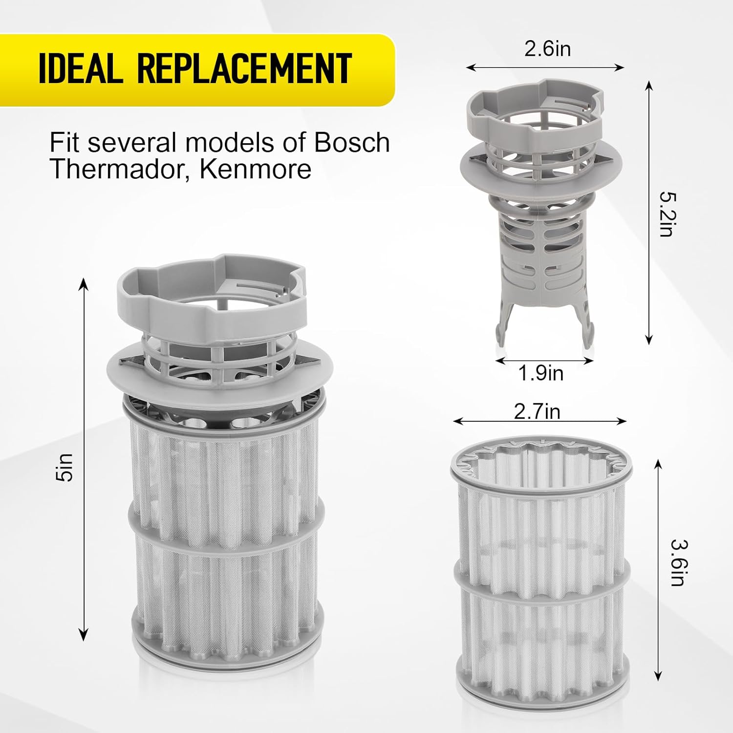 ABPETE 00645038 Dishwasher Fine Filer & Coarse Micro Filter for Bosch Kenmore Thermador Dishwasher, Replaces AP4339631 00651097 PS3479708 PS8730270