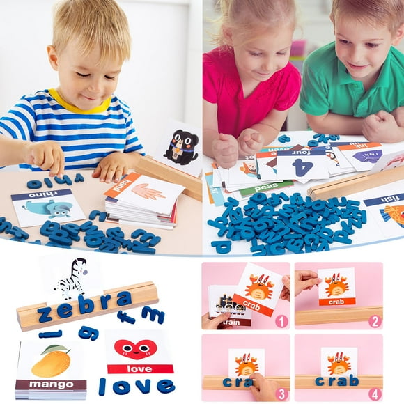 Xihbxyly Liquidación de Ropa de Mujer Estuche de Madera con Letras de Ortografía para Niños, Juguetes Didácticos para Padres E Hijos, Educación Temprana