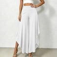 thumbnail image 4 of Karymi Womens Shorts High Waist Ruffle Layered Flowy Wide Leg Pants, Solid Elastic Waist Asymmetrical Hem Palazzo Trousers, Elegant Party Vacation Jean Shorts, 4 of 7
