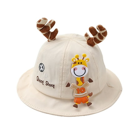 

One opening Baby Girls Boys Bucket Hat Cute Cartoon Giraffe Embroidery Letters Wide Brim Sun Cap