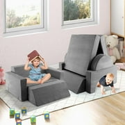 OLAKIDS Modular Kids Play Couch, 8PCS Toddler Sectional Sofa Building Fort for Playroom, Bedroom, Imaginative Convertible Floor Cushion, Foam Set for Boys and Girls (Grey)