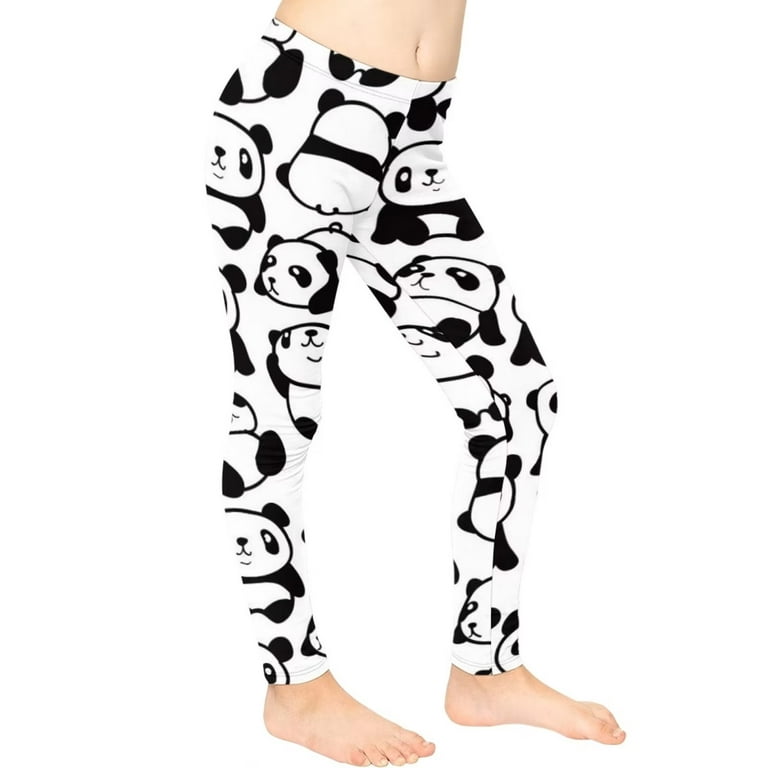 FKELYI High Waist Kids Leggings for Girls Size 4-5 Years Elastic Cartoon  Panda School High Waisted Yoga Pants Soft Home Kids Tights Summer 