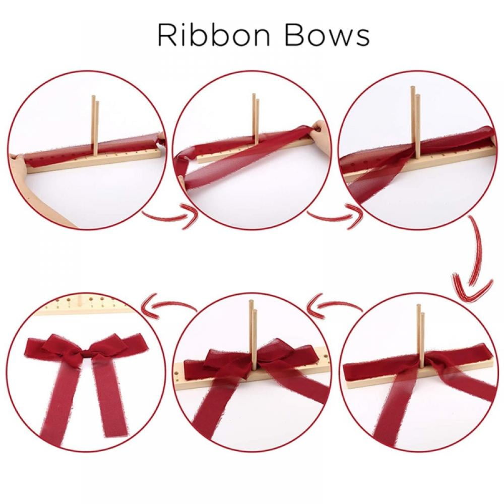 Bow Maker for Ribbon Wreath Wooden Bow Maker Tool with U-Shaped Scissors  for Making Bows Halloween Christmas Party Decorations Hair Bows Corsages  Holiday Wreaths DIY Crafts