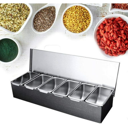 Ingredient Container Stainless Steel 6 Inserts Ingredient Box, Spice ...