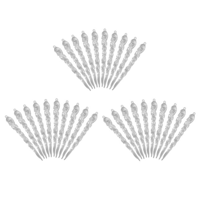 Adornos navideños de carámbano - de 30 carámbanos inastillables para adornos navideños para colgar árbol de Navidad, manuali Gloria colgante de cristal con forma de carámbano