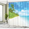 thumbnail image 4 of Ambesonne Ocean Shower Curtain, Beach Sea Exotic Palms, 69"Wx84"L, Blue Green Cream, 4 of 4