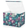 thumbnail image 2 of Vintage Floral Print Large Storage Bins with Linen Collapsible Lid Storage Box 16.7 x 12.6 x 11.8in, 2 of 7