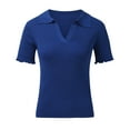 thumbnail image 6 of SXCXLSA Women's Polo Neck Knit Sweater, Short Sleeve Casual Buttoned Top, 6 of 7
