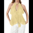 thumbnail image 3 of Camisola con Volantes y Cuello Halter para Mujer Amarillo S, 3 of 7