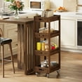 thumbnail image 4 of Tribesigns Slim Solid Wood Storage Cart for Small Space, 4-Tier Kitchen Rolling Cart with Wheels, Walnut, 4 of 9