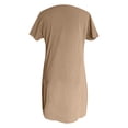 thumbnail image 5 of Tshirt Dress Women Cotton Linen Short Sleeve Crewneck Quarter Zip Midi Dress Casual Summer Dress with Pockets, 5 of 5