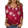 thumbnail image 2 of Craaazy Women's Christmas Clothes Casual V-Neck 3/4 Sleeve Xmas Tops with Santa Christmas Tree Prints Gifts, 2 of 5