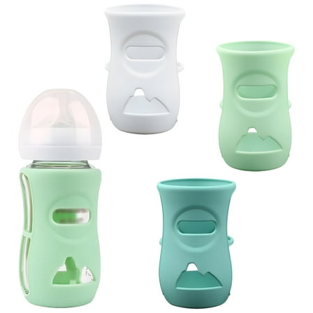 ACDANC 3 Pack Silicone Sleeves for Natural Glass Baby Bottles, Anti Breakage Baby Bottle Holder, Compatible with Glass Natural Baby Bottle 8 oz, BPA Free
