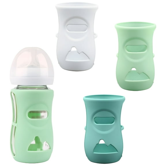 ACDANC 3 Pack Silicone Sleeves for Natural Glass Baby Bottles, Anti Breakage Baby Bottle Holder, Compatible with Glass Natural Baby Bottle 8 oz, BPA Free