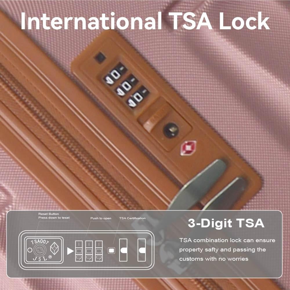 3-Piece 20", 24", 28" Wavy Texture Luggage Sets, Hardshell Travel Suitcases with Interior Pockets & 3-Digit TSA Lock