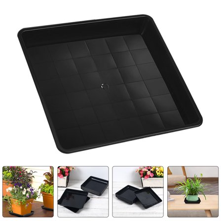 OUNONA 15 Pcs Drip Flower Pot Bottom Mat Durable Plant Tray 15.00X15.00X2.20CM Black