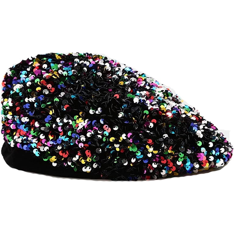 3871 Women Girls Sparkly Sequin Beret Glitter Stretch Vintage Hat Beanie Cap AIBEARTY Women Girls Sparkly Sequin Beret Hat Fashion Fun  main image 3