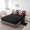 thumbnail image 5 of spefrowx Ukiyo-e Vintage Geisha Full Size Bedding Sets for Adults, Japanese Classic Blossom Floral Full Size Bed in a Bag, Black Reversible, 7 Pieces, 5 of 6