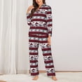 thumbnail image 2 of KLL Buffalo Plaid Forest Print Women's Long Sleeve Pajamas with Pants Sleepwear Loungewear 2 Set-Large, 2 of 7