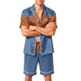 thumbnail image 2 of Mens Short Sleeve Pajama Set Soft Loungewear Set Silk Satin Sleepwear Elegant Lounge Summer Pjs Sets, 2 of 4