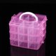 thumbnail image 1 of Caja de almacenamiento de plástico con ranura para compartimento apilable ajustable transparente de 3 niveles y 18 rejillas para organizar juguetes, accesorios de joyería, 1 of 5