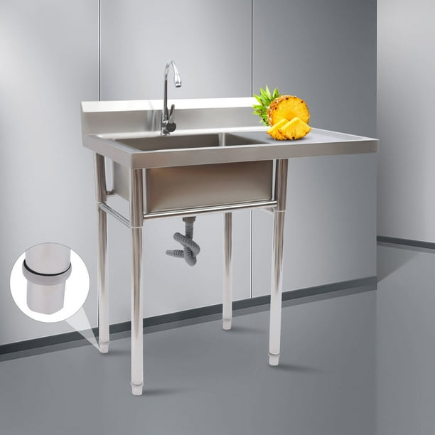 Miumaeov Commercial Sink Stainless Steel Utility Sink with Backsplash 1