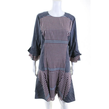 

Badgley Mischka Womens Navy Multi Casual A-Line Knee Length Dress Cotton Size 12