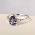 thumbnail image 2 of Lab Created Pear cut alexandrite engagement ring sterling silver color changing gemstone June birhtstone, 2 of 4