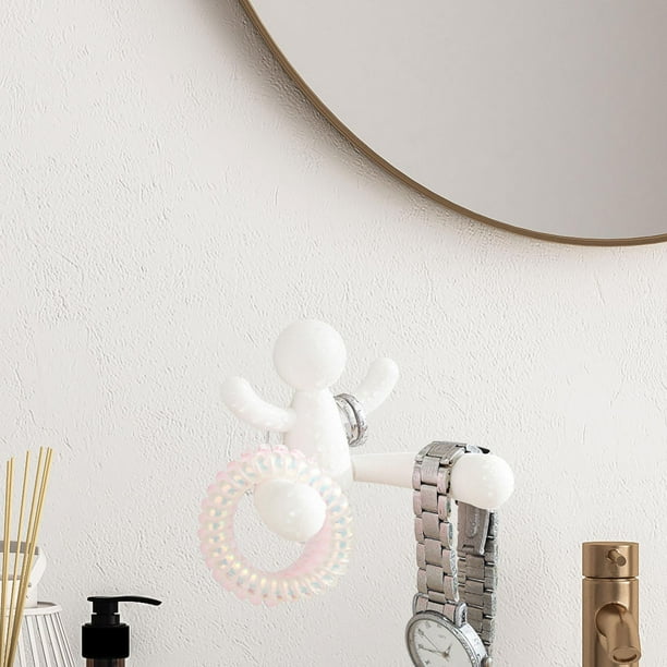 Organizador de accesorios para cabello, soporte para bandas de pelo para baño, organizador de ganchos de pared, estante de almacenamiento para Blanco