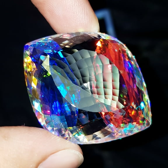 120 Ct Synthetic lab-Created Mystic Opal Fancy Shape Lab Grown Pendent Size Multi-Color Mystic Opal Loose Gemstone