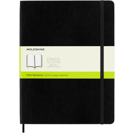 Moleskine Classic Notebook, Soft Cover, XL (7.5" x 9.75"), Plain, Black