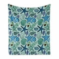 thumbnail image 1 of Starfish Soft Flannel Fleece Throw Blanket, Aquarium Inspired Composition Tropical Seashells and Scallops Cockles and Clams, Cozy Plush for Indoor and Outdoor Use, 60" x 80", Multicolor, by Ambesonne, 1 of 6