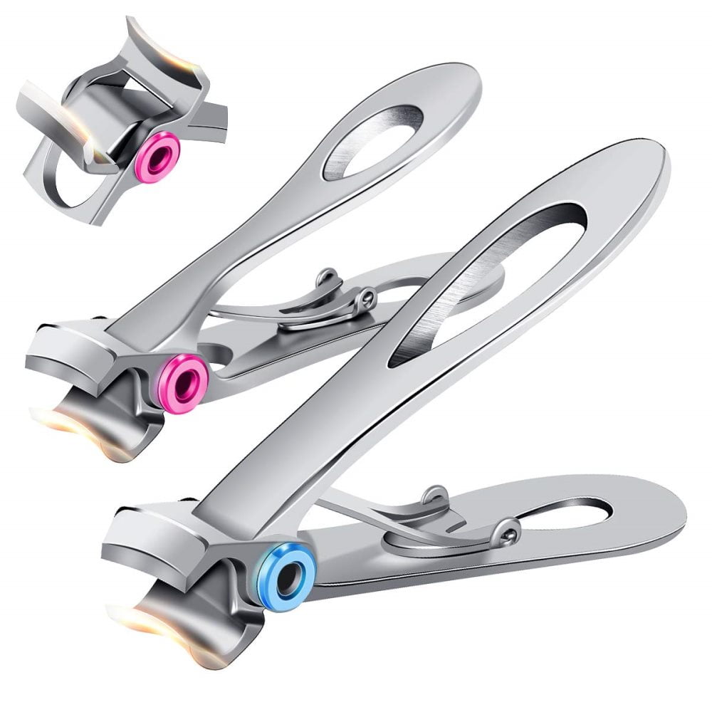 Oversized Nail Clippers for Thick Toenails or Tough Fingernails, Stainless Steel Toenail Fingernail Clipper Cutter Trimmer, 2 Pieces