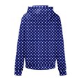 thumbnail image 3 of Women's Polka Dot Print Drawstring Hooded Sweatshirt with Pocket, Soft Breathable Long Sleeve Casual Pullover for Spring Autumn Streetwear, Beach Vacations and Daily Fashion Blue L, 3 of 6