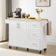 thumbnail image 3 of Versatile Rolling Kitchen Island With Storage Cabinet And Countertop, White Cabinet, Removable Shelves, Expandable Drop Leaf Countertop, 3 of 6