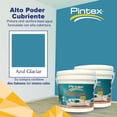 thumbnail image 2 of PINTEX Kit Pinta-me 2 Galones Pintura Vinil-Acrílica 3.8 L c/u | Incluye Brocha, Rodillo, Felpas, Masking Tape y Plastiprotector | Acabado Mate | Interiores y Exteriores | Azul Glaciar, 2 of 5