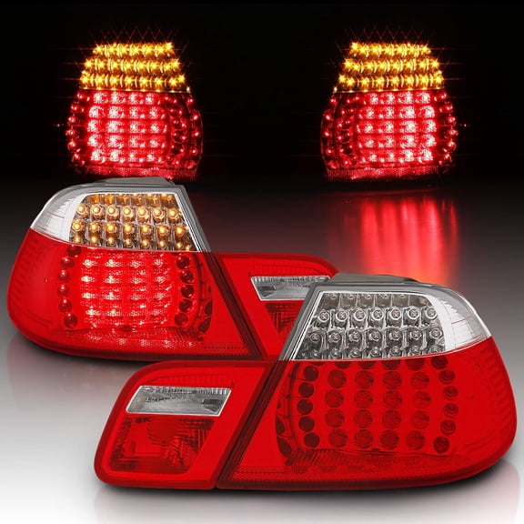 BMW 3 SERIES E46 99-00 2DR LED TAIL LIGHTS SET RED/CLEAR 4 PCS