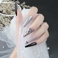 thumbnail image 4 of Yuanmo Long Coffin False Nails, Full Cover Press on Nail, Pink, Leaf, Flower, 24 Pieces, 4 of 5