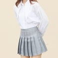 thumbnail image 3 of BUYISI High Waist Solid Pleated Mini A-line Skirt Girl Summer Preppy Style Fashion Cute C L, 3 of 9