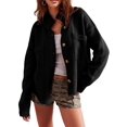 thumbnail image 2 of Womens Sweater Cardigan Long Sleeve Fall Button Down Knit Tops with Pockets Casual Loose Coats Jackets Black XL, 2 of 9