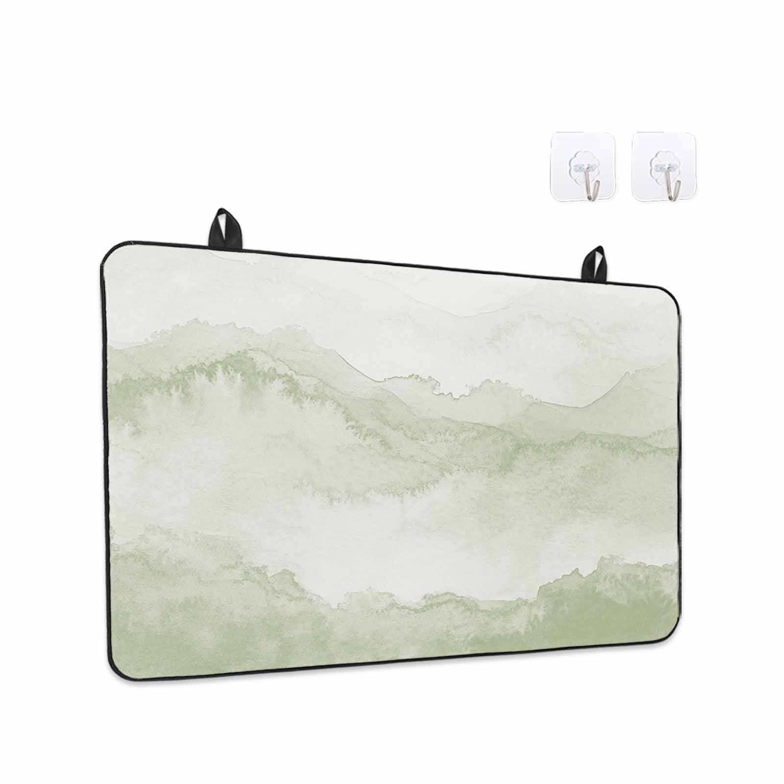 Sage Green Ombre Mountain Stove Top Cover for Electric Stove, Heat-proof & Non Slip Glass Top Stove Cover Protector, Nature Abstract Art Marble Kitchen Flat Cooktop Rubber Mat 28.5x20.5 Inches