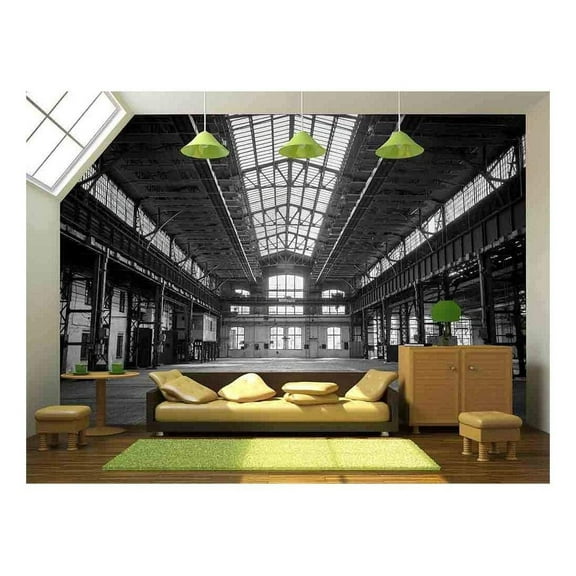 Wall26 - Abandoned Industrial Warehouse - Removable Wall Mural - 100x144 inches