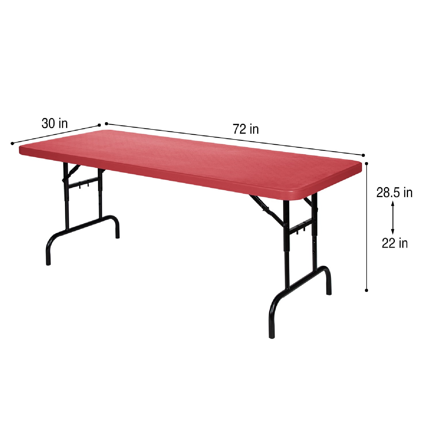 Hampden Furnishings Baldwin Collection Adjustable Folding Table 30"x72" Plastic/Steel, Red