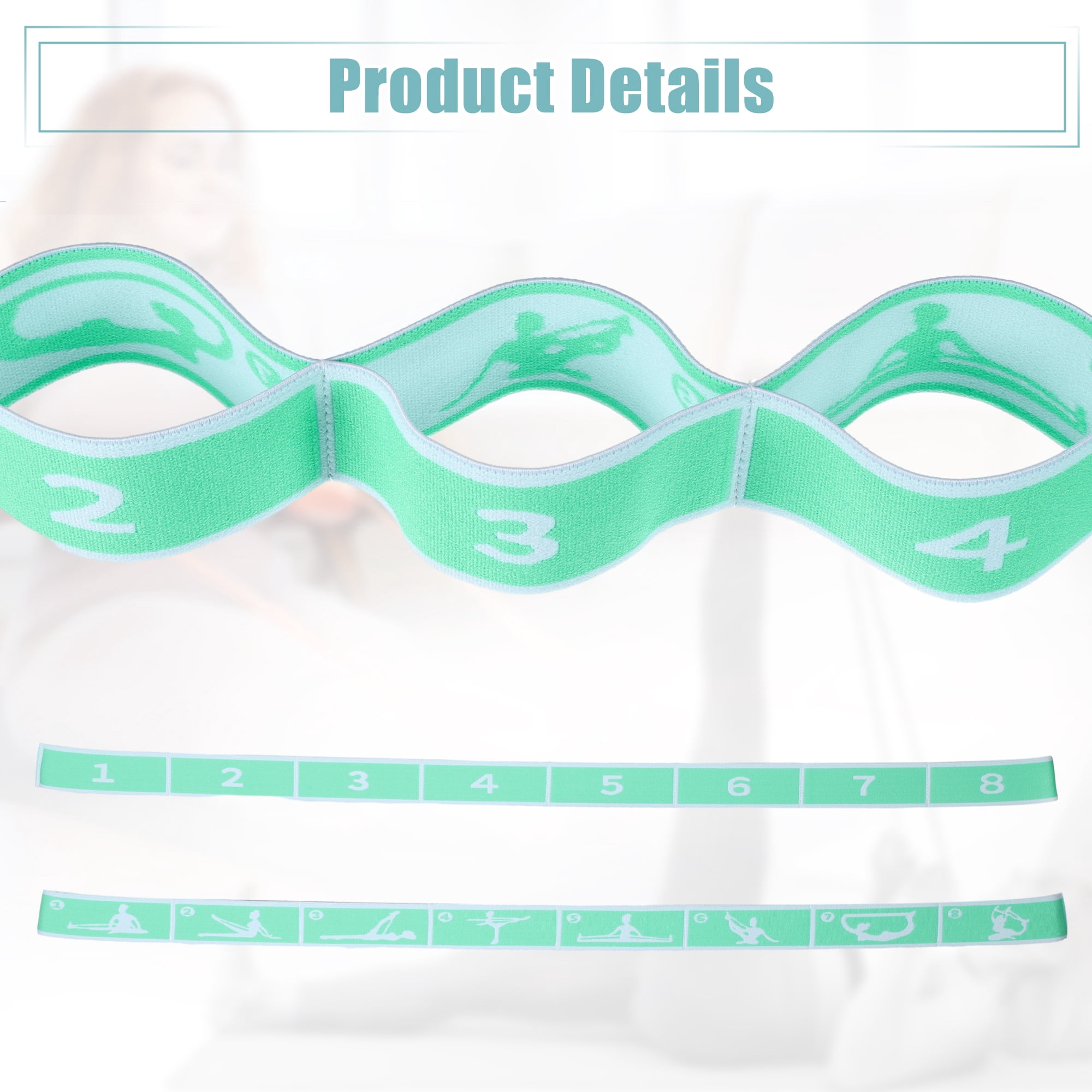Unique Bargains Highly Yoga Stretching Band with 8 Loops for Effective Stretching Green