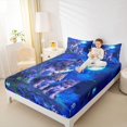 thumbnail image 4 of Homewish Wild Wolf Full Size Sheets,Jungle Animal Bed Sheets,Blue Purple Flower Sheet Sets For Boys Kids,Breathable Home Decor,4 Pieces, 4 of 7