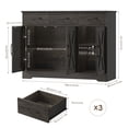 thumbnail image 4 of Homfa 42.5'' Kitchen Buffet Sideboard Cabinet, 3 Drawers Farmhouse Storage Cabinet with Adjustable Shelf, Dark Brown, 4 of 9