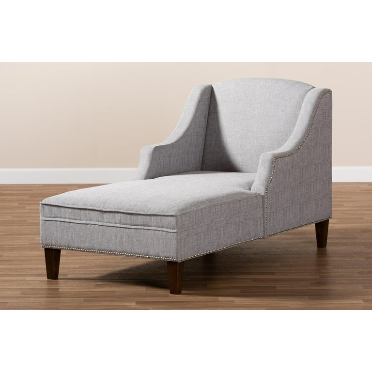 Baxton Studio Leonie Modern and Contemporary Grey Fabric Upholstered Wenge Brown Finished Chaise Lounge