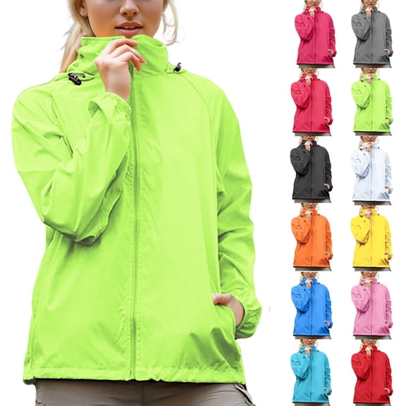 Vetsdori Womens Rain Jackets Lightweight with Hoodie,Trendy Plus Size Outerwear Full Zip Breathable Soft Cardigans Jackets for Women
