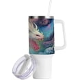 thumbnail image 2 of SKYSONIC 40oz Tumbler with Handle and Straw Lid Double Stainless Steel Vacuum Insulated Travel Mug for Hot Cold Water,Dragon, 2 of 7